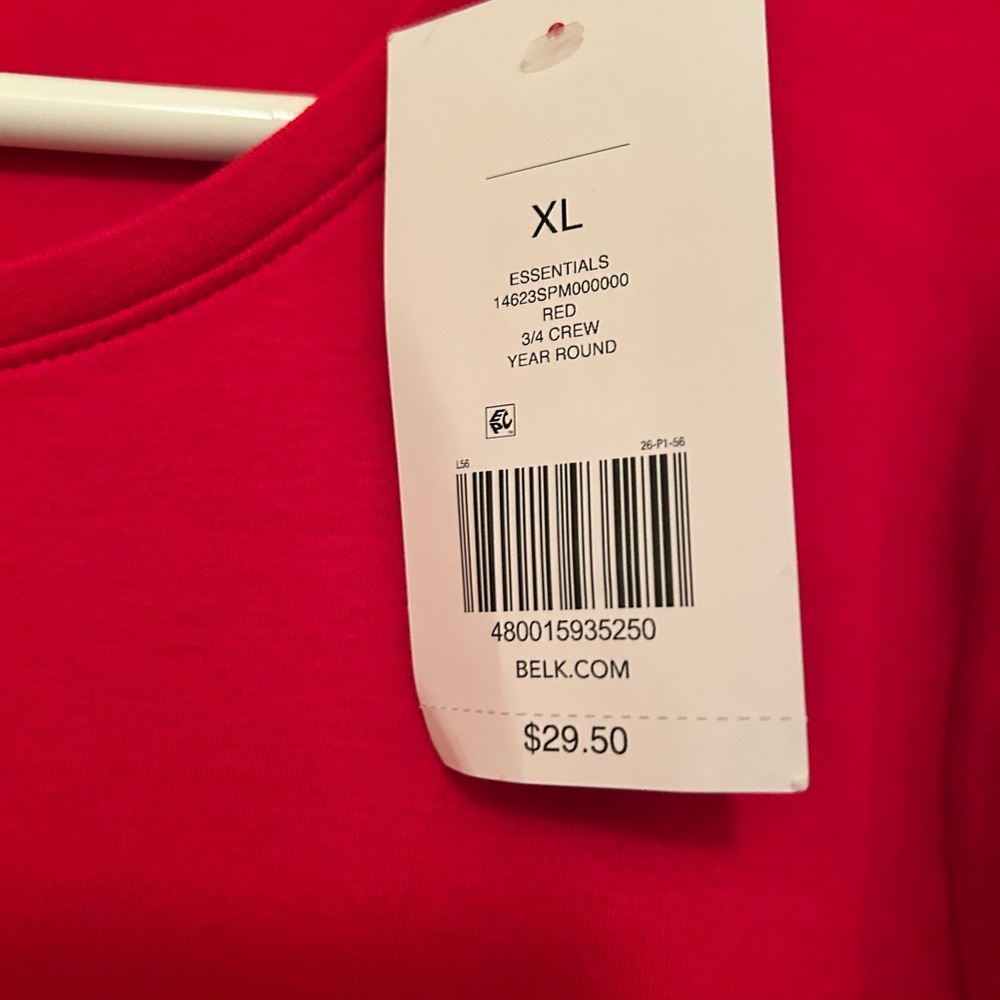 Kim Rogers Perfectly Soft Red 100% Cotton Long Sleeve Top - Picture 3 of 4